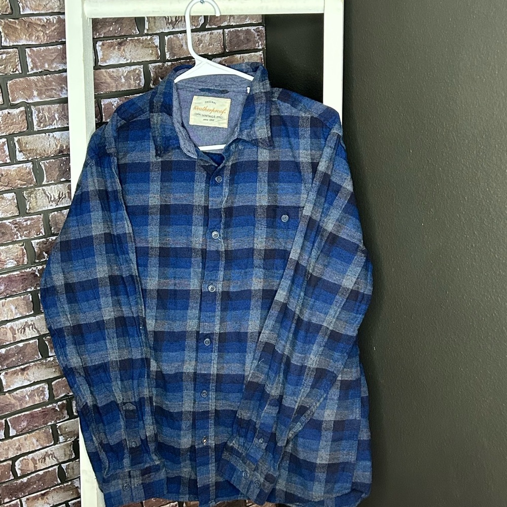 Weatherproof Vintage Blue Plaid Flannel